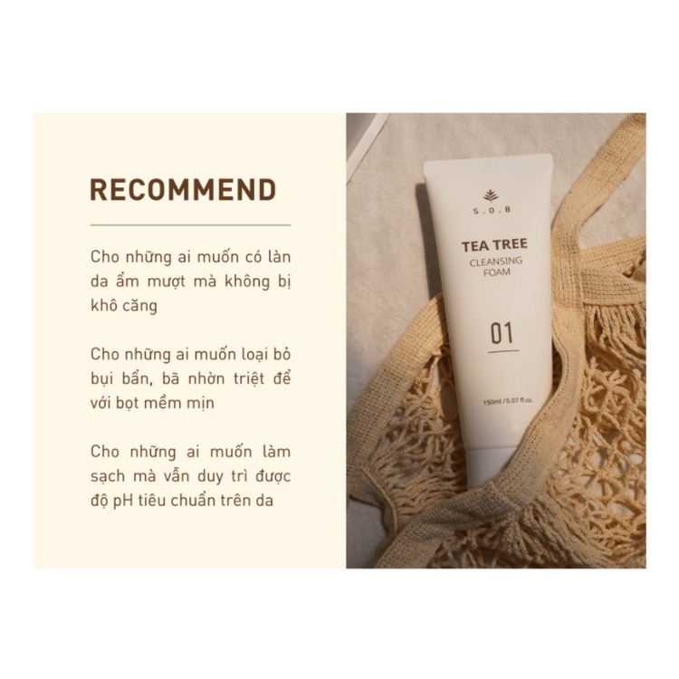 Sữa Rửa Mặt Sạch Sâu Ngừa Mụn S.O.B Tea Tree Cleansing Foam 150ml