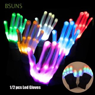 BSUNS 1/2pcs Creative Colorful Luminous Xmas Dance Rave Festive Party Supplies Flashing Glove