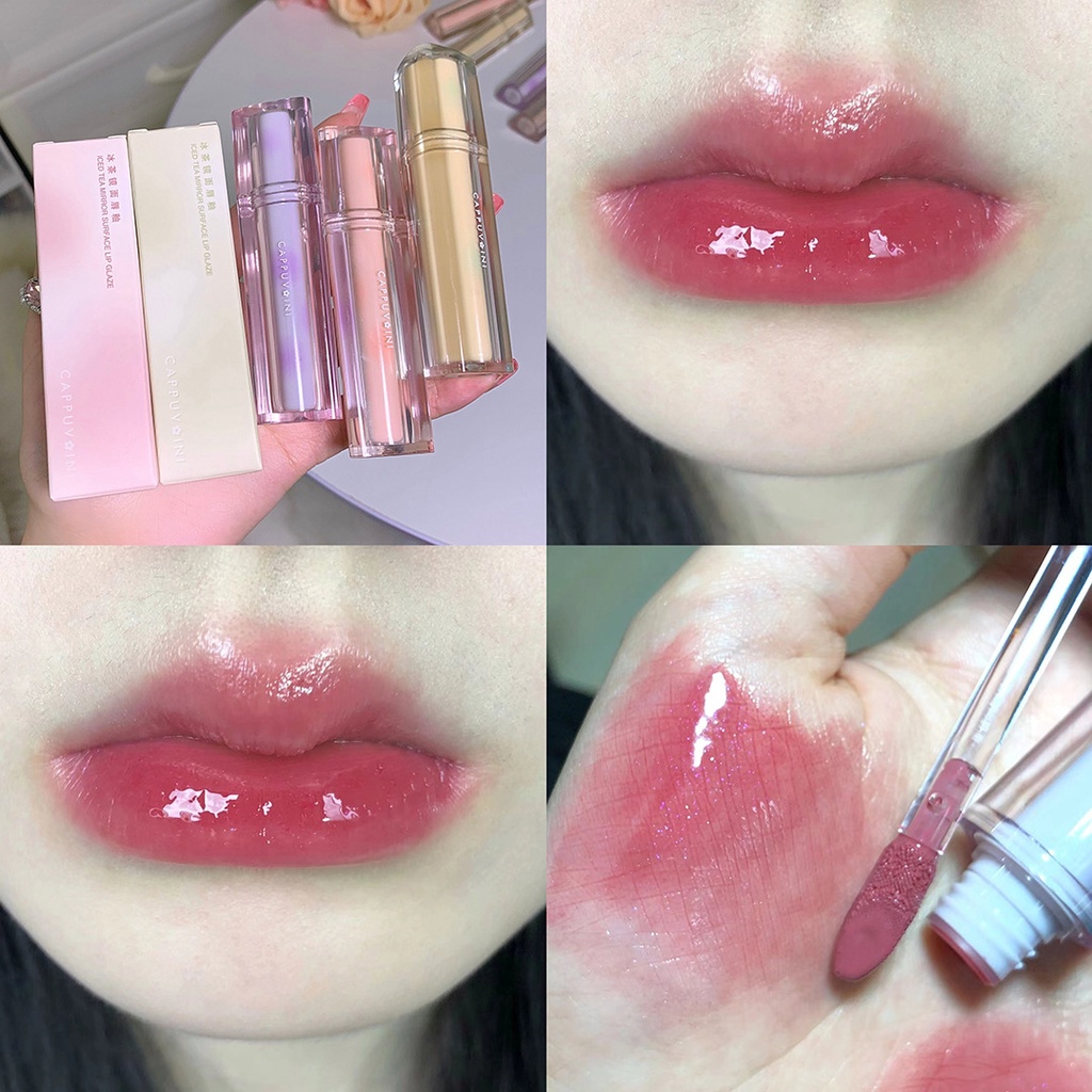 [Trang điểm]Son Kem nội địa trung Cappuvini (3pcs enjoy wholesale price) Hiệu Ứng Gương Bóng Nhẹ Màu Sắc Tươi Tắn/Son bóng nội địa trung Màu Nude Nhạt Mềm Mượt Nuôi Dưỡng Môi Chống Thấm Nước