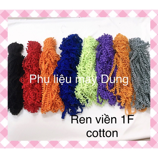 [Màu 2 Ren viền cotton bảng 1F: ren dây bi