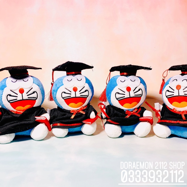 Móc khoá gấu bông tốt nghiệp Doraemon 15cm