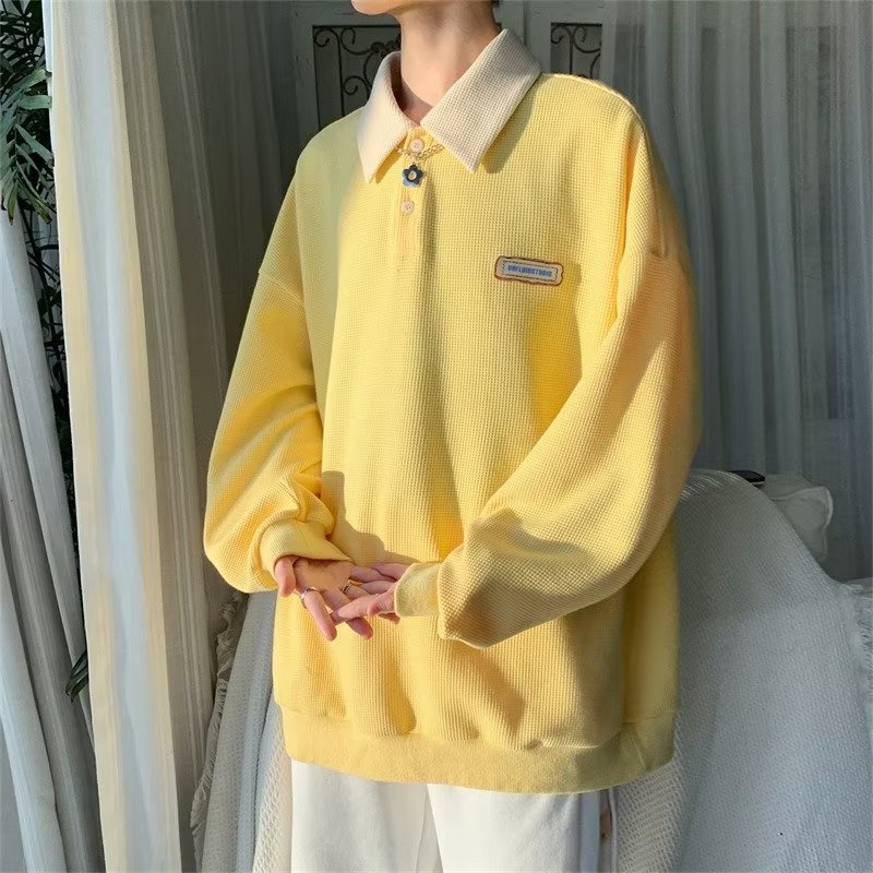 Áo Thun Polo Dài Tay Oversize Thời Trang Hàn Quốc Dành Cho Nam [M-3XL]