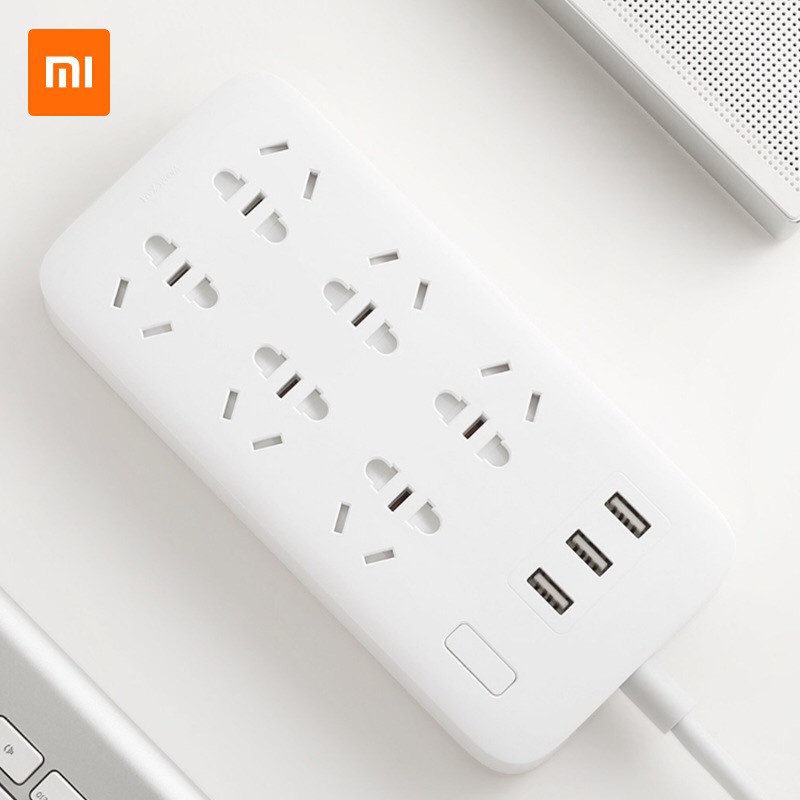 Ổ CẮM Xiaomi chính hãng Power Strip 2.1A Sạc Nhanh 3 Cổng USB Nối Dài 6 Ổ Cắm Adapter US UK EU AU MI Power Strip