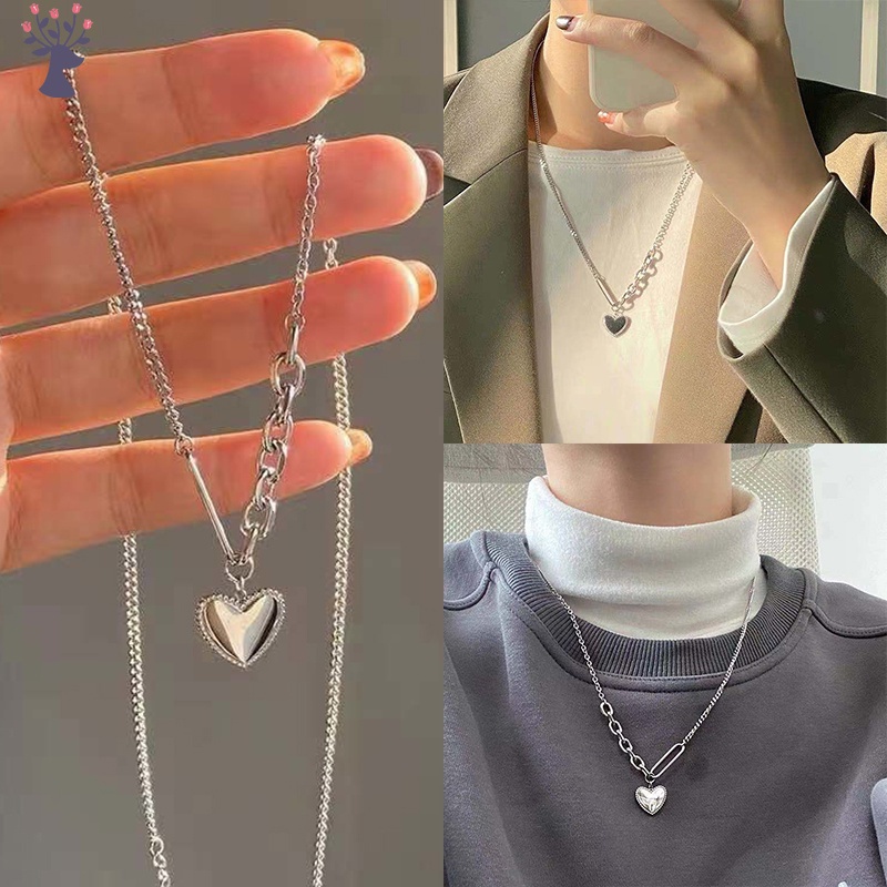 Vòng cổ Mặt Trái Tim Phong Cách Hip Hop Thời Trang Hàn Quốc