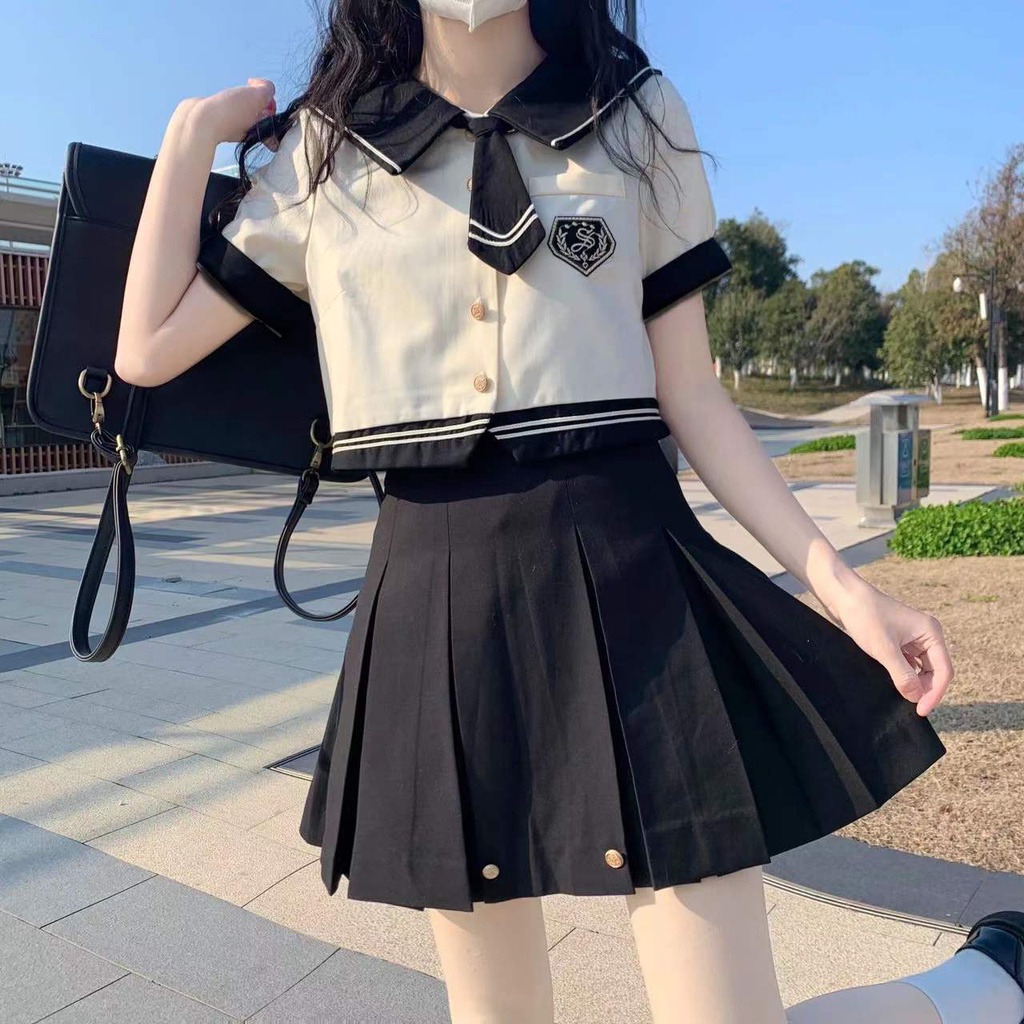 Ảnh Thật Yunyue Sốt JK Kawawa Riyi Bộ Đồng Phục Xếp Ly Chính Hãng Nhật Bản Hàn Quốc Cho Học Sinh