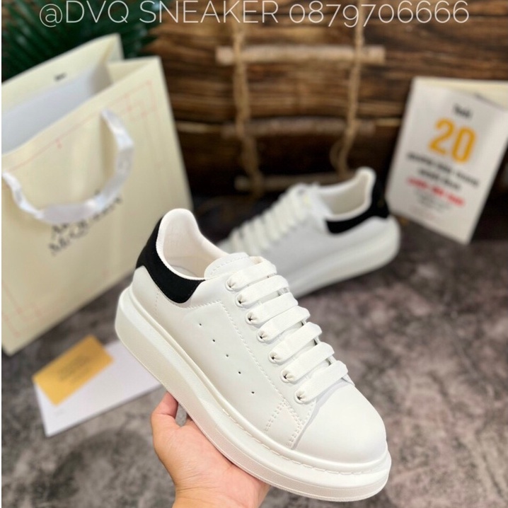 Giày Thể Thao Độn Đế MC Queen Gót Đen Màu Trắng nâng chiều cao nam nữ