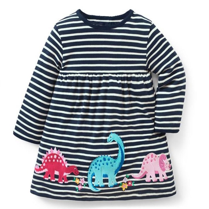 VÁY DÀI TAY BÉ GÁI COTTON SIÊU ĐẸP HỌA TIẾT NGỘ NGHĨNH ĐỦ SIZE 2-7T