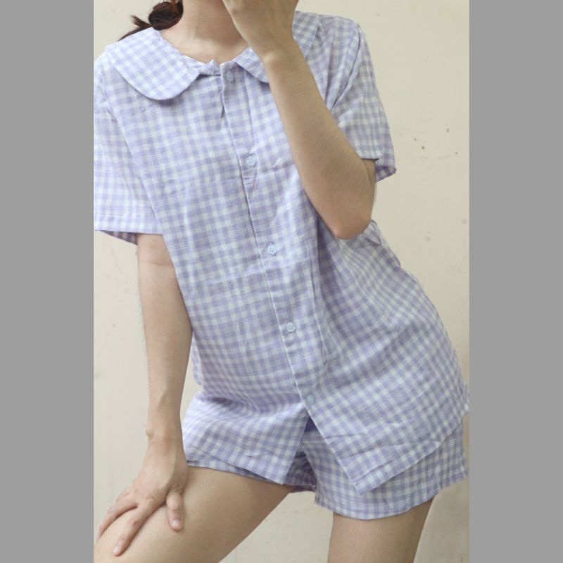 Bộ ngủ / mặc nhà pijama ngắn caro ulzzang order