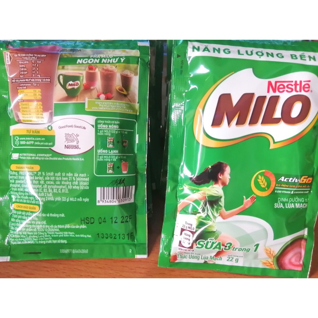 Milo gói-Thức uống lúa mạch 1 gói 22g