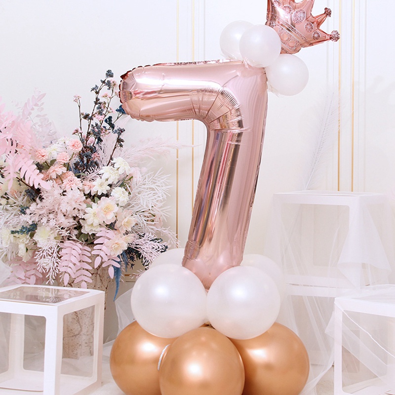 Bong bóng hình chữ số tùy chọn màu sắc trang trí tiệc