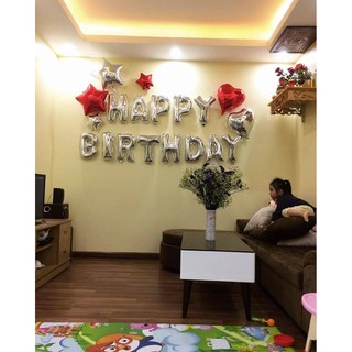 Set bóng Happy birthday Sao Tim( bao gồm cả bơm và băng keo)