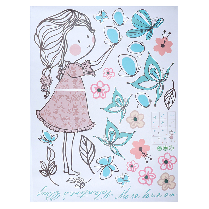 Favn Bless Miếng Dán Tường Phòng Ngủ Bé Gái Bướm Hoạt Hình Nghệ Thuật