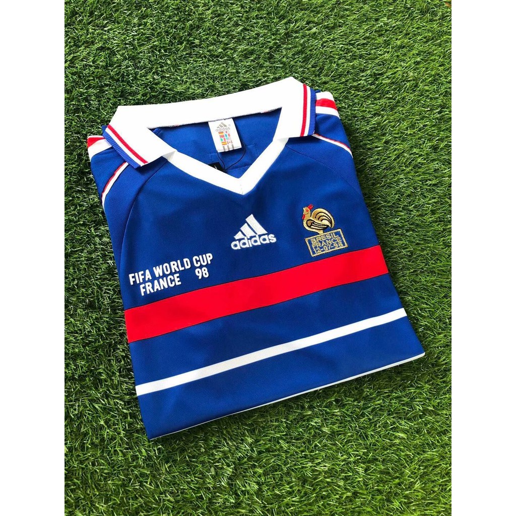 Áo Thun Bóng Đá Pháp Số 98 ZIDANE 1998 Phong Cách Retro