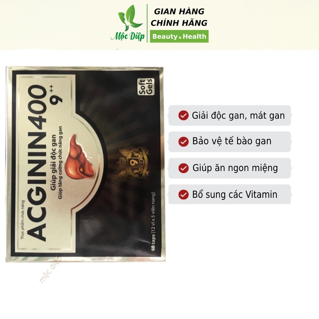 Viên uống bổ gan - Thanh nhiệt giải độc mát gan Acginin 400 60 viên - Mộc Diệp