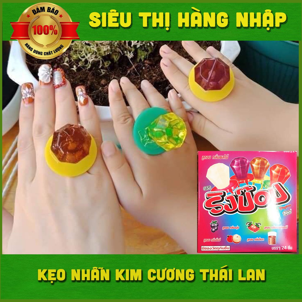 [4 vị] Kẹo nhẫn kim cương RingPop Thái Lan vị dâu, nho, vải &amp; cola, kẹo mút cho bé vừa ăn vừa chơi, lollipop