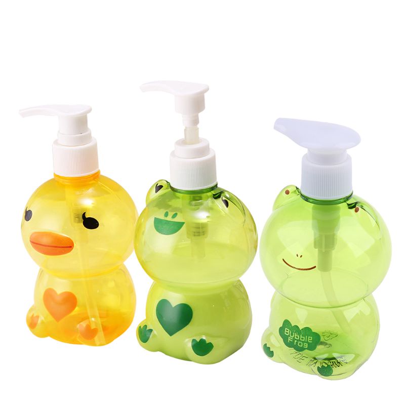 Bình Đựng Xà Phòng 250ml Thiết Kế Dạng Nhấn Hình Động Vật / Ếch / Vịt Dễ Thương Cho Bé