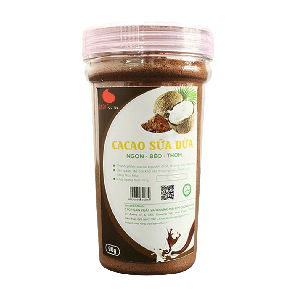 Bột cacao sữa dừa vị đậm đà, thơm ngon Light coffee - Hũ 90g