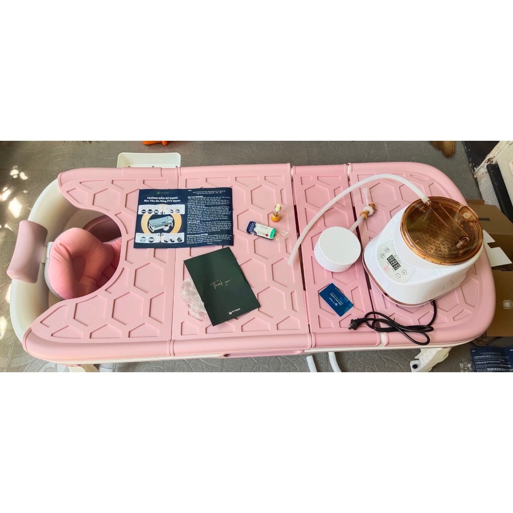 Compo Bồn Tắm Gấp Gọn PTY HOUSE, Kích Thước 136cm Và Máy Xông Hơi Cao Cấp, Tắm Xông Hơi Thư Giãn - Bảo Hành 3 Năm