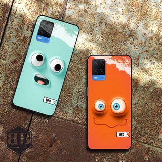 Ốp lưng kính cường lực Oppo A54 ( 4G ) khuôn mặt đáng yêu