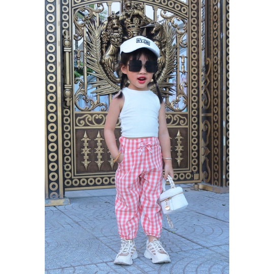 Quần Bom Lanh lụa Kẻ Caro Mềm Mát Mùa Hè Cho Bé Yêu