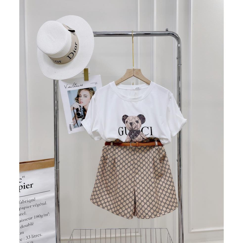 [ 𝐅𝐑𝐄𝐄 𝐒𝐇𝐈𝐏 ] SÉT ÁO PHÔNG QUẦN CHỮ KEM ĐAI THẮT EO