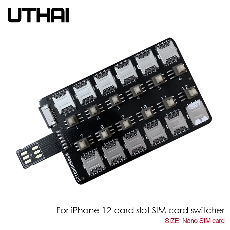 Đầu Đọc Thẻ Sim T13 12 Ngăn Màu Xanh Lá Cho IPhone Android Mini Sim Nano Sim