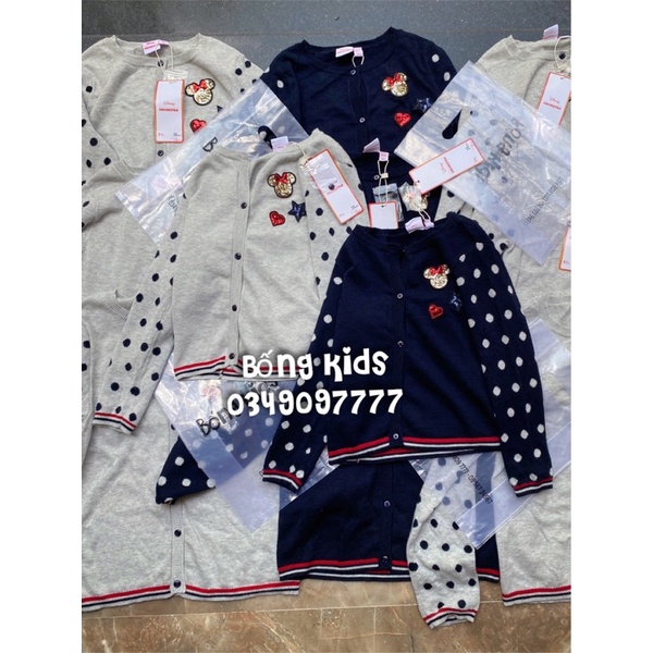 Áo Cardigan Len Bé Gái Thêu Minnie Đính Cườm