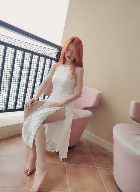 SẴN🖤Đầm ôm ren hở lưng đi biển sexy quyến rũ/Đầm maxi ulzzang yếm ren xẻ đùi sang chảnh tiểu thư | BigBuy360 - bigbuy360.vn