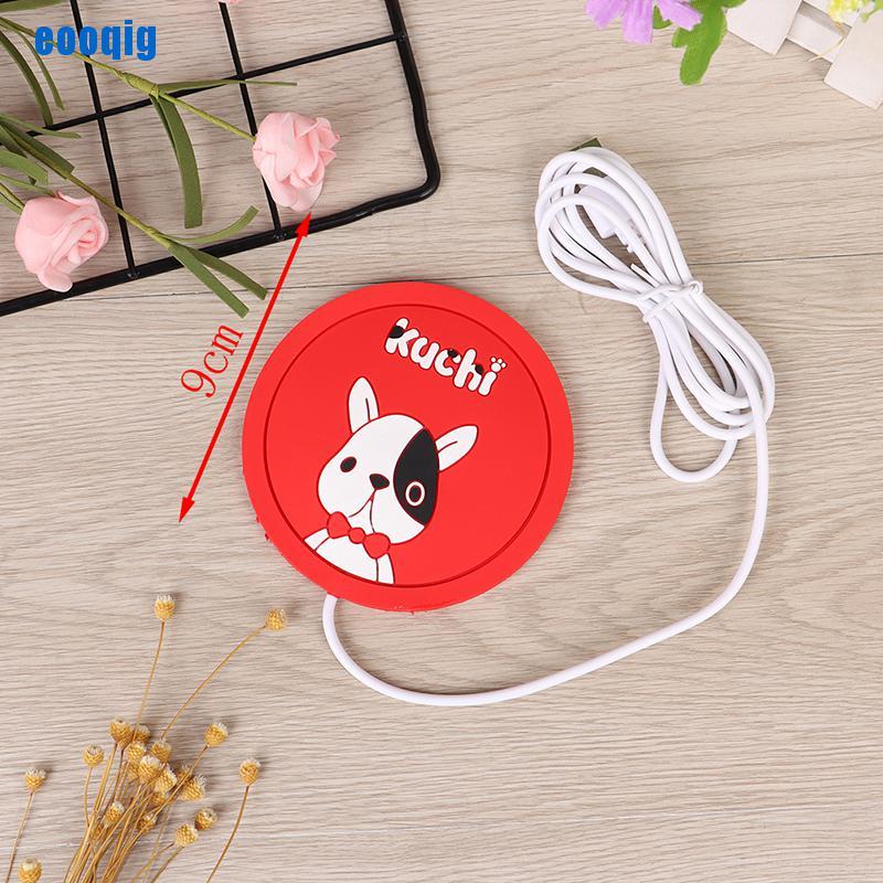 Miếng lót tách trà/cốc cà phê giữ ấm bằng silicone họa tiết hoạt hình có cổng USB