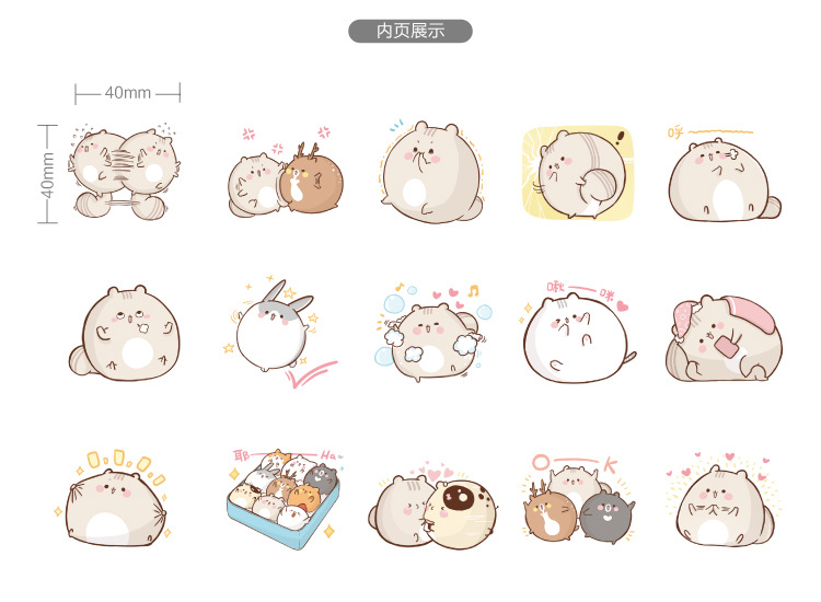 Set 45 miếng dán trang trí hình chú chuột hoạt hình dễ thương DIY