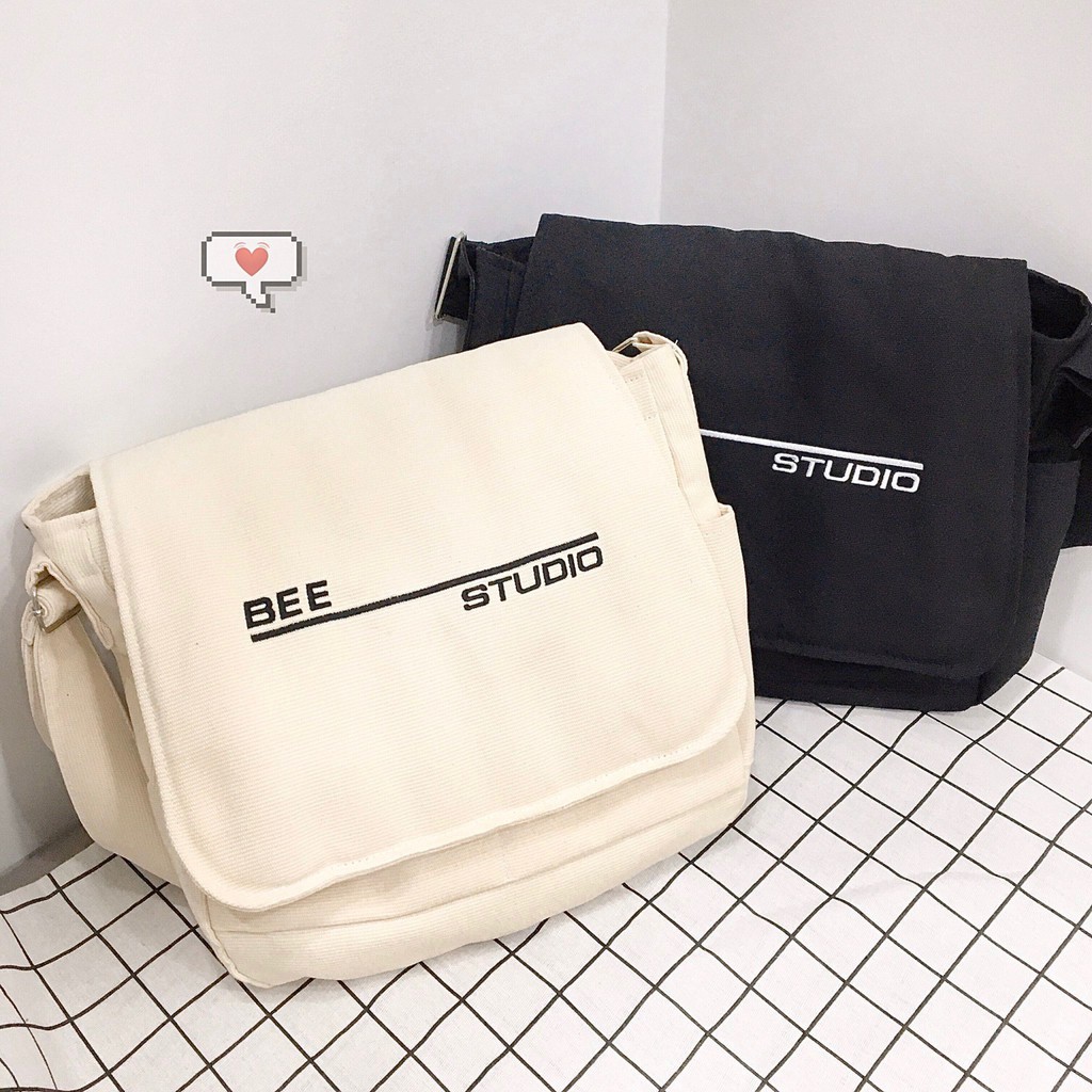 Túi Đeo Chéo BEE STUDIO BAG Canvas Kiểu Hàn Ulzzang (Ảnh Thật)