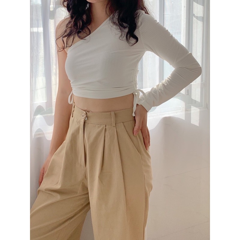Áo croptop dây rút eo