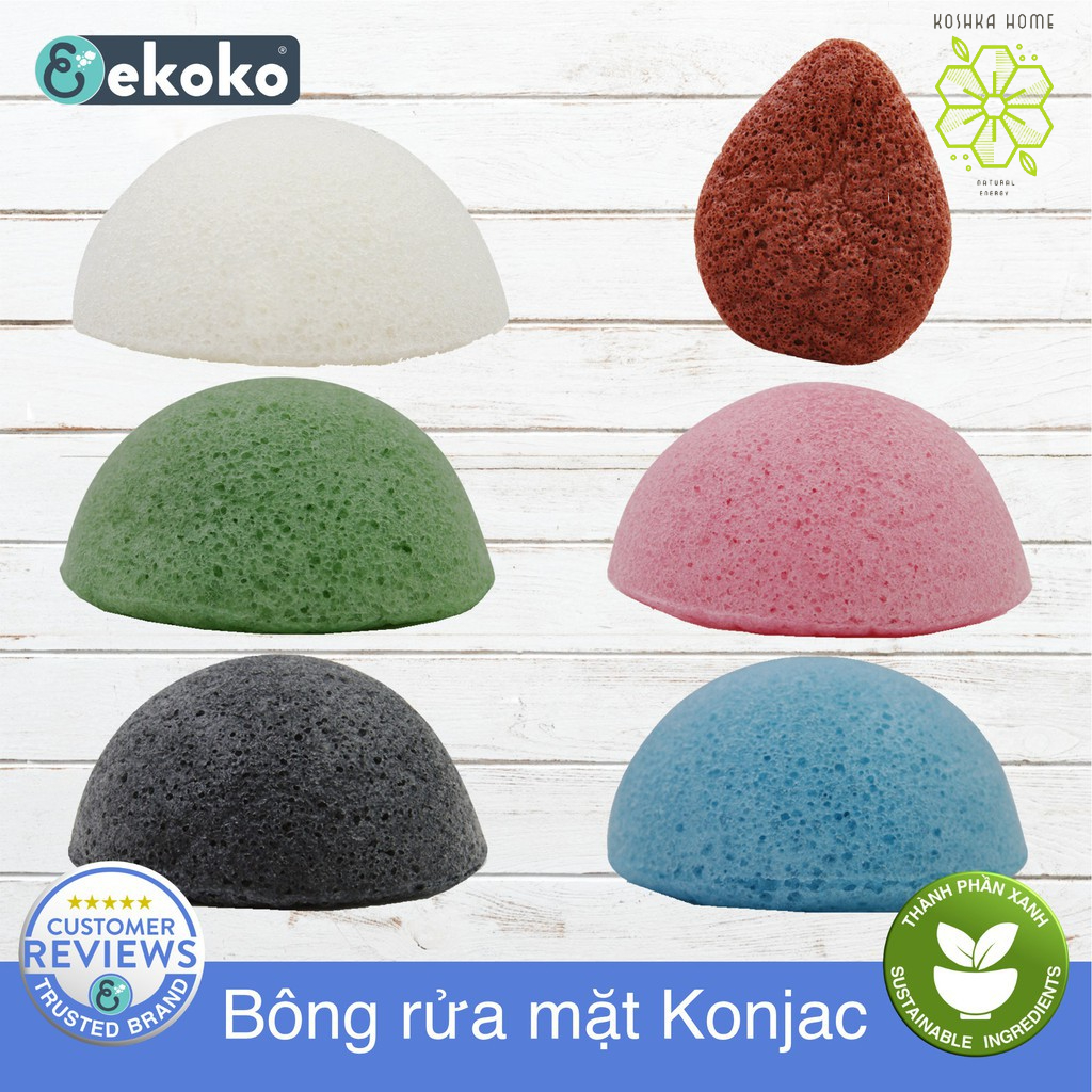 Bông rửa mặt Konjac, làm sạch sâu lỗ chân lông, massage da mặt hiệu quả, tẩy sạch mỹ phẩm và da chết