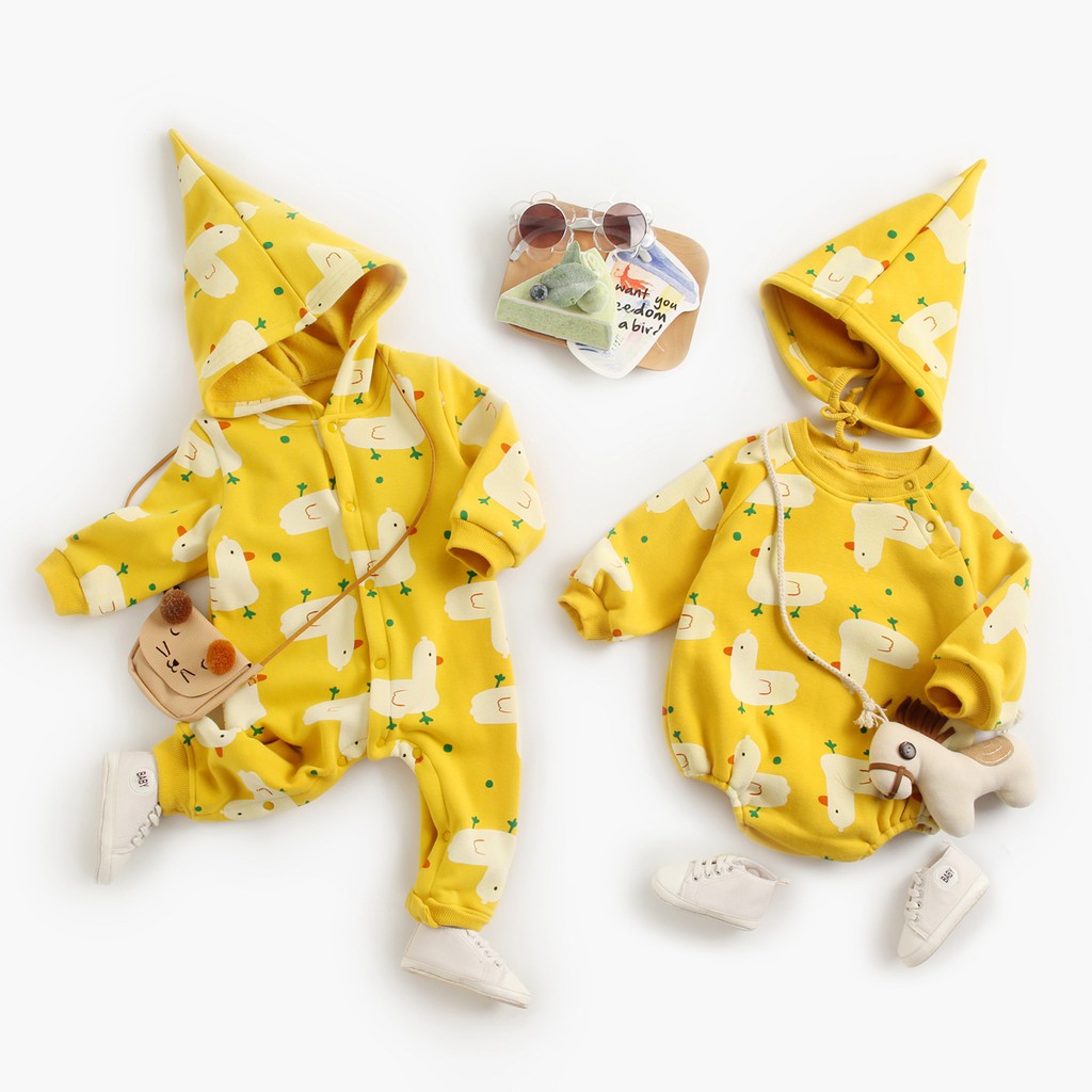 Sanlutoz đứa bé Áo Liền Quần Tay Dài Chất Liệu Cotton In Họa Tiết