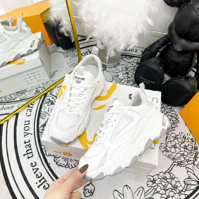 M(ẢNH THẬT) Giày Thể Thao Trắng Viền Màu Đế 5p Da Mềm Êm Box Cao Cấp