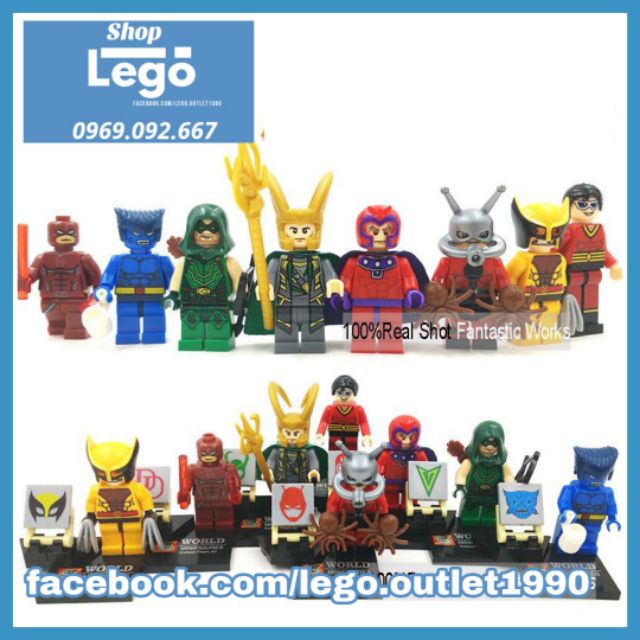 Xếp hình Daredevil Magneto Ant-Man Loki Wolverine The Beast Green Arrow DC X-men Lego Minifigures Sy259