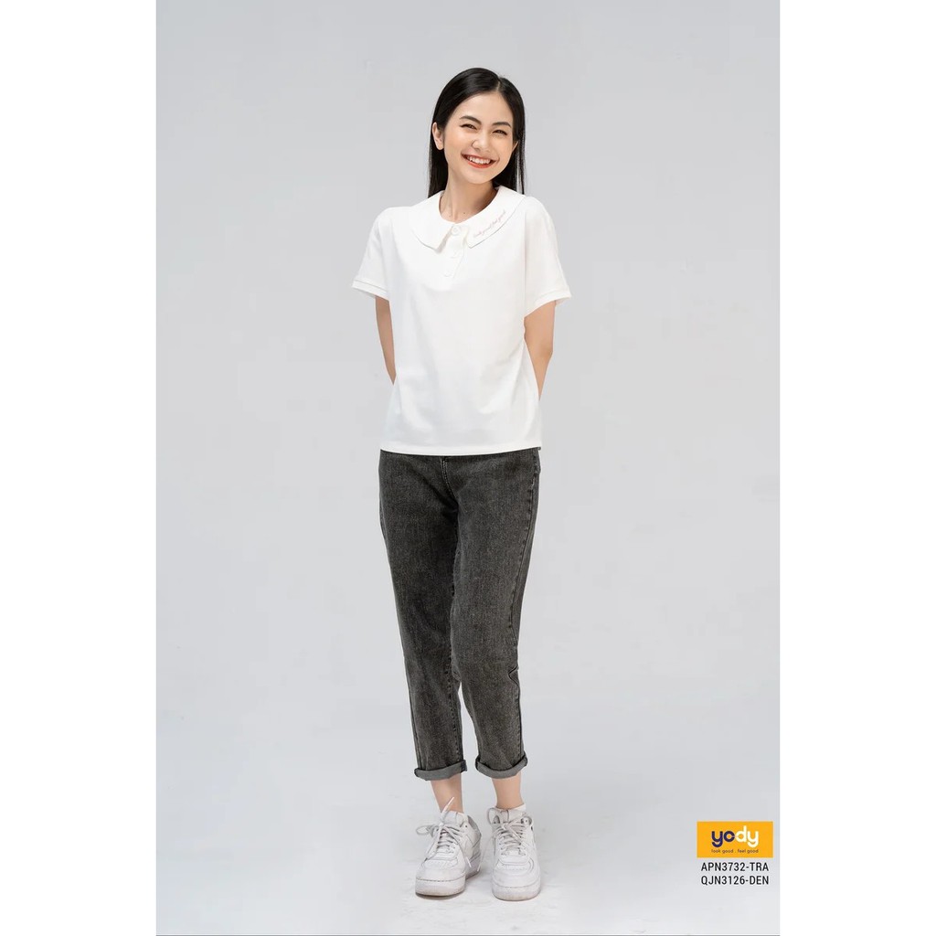 Áo polo nữ cổ sen YODY thêu chữ cao cấp, áo thun mắt chim bền đẹp - APN3732 | BigBuy360 - bigbuy360.vn