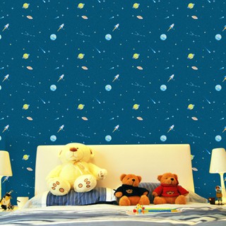 1 mét decal giấy dán tường vũ trụ và hành tinh xanh khổ 45cm keo sẵn