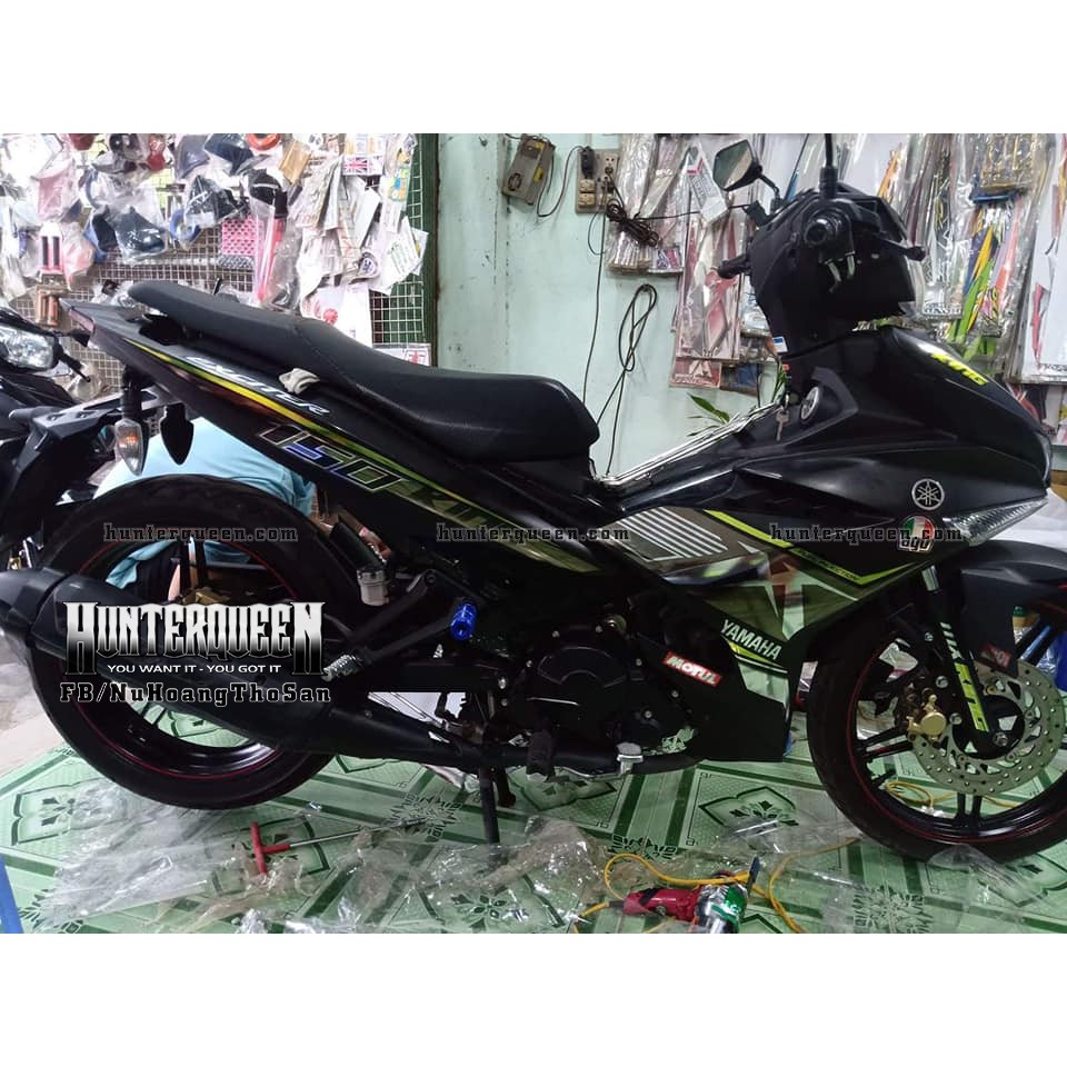 Tem Exciter 150, MX nhọn. Xe đen nhám. Chất liệu crom. Chỉnh sửa theo yêu cầu. Sắc nét, bền màu, chống nước