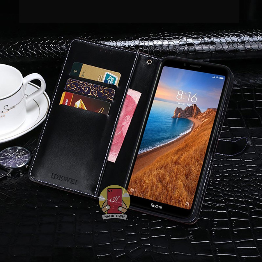 Bao da kiêm ví đựng thẻ Xiaomi Redmi 7A vân cá sấu
