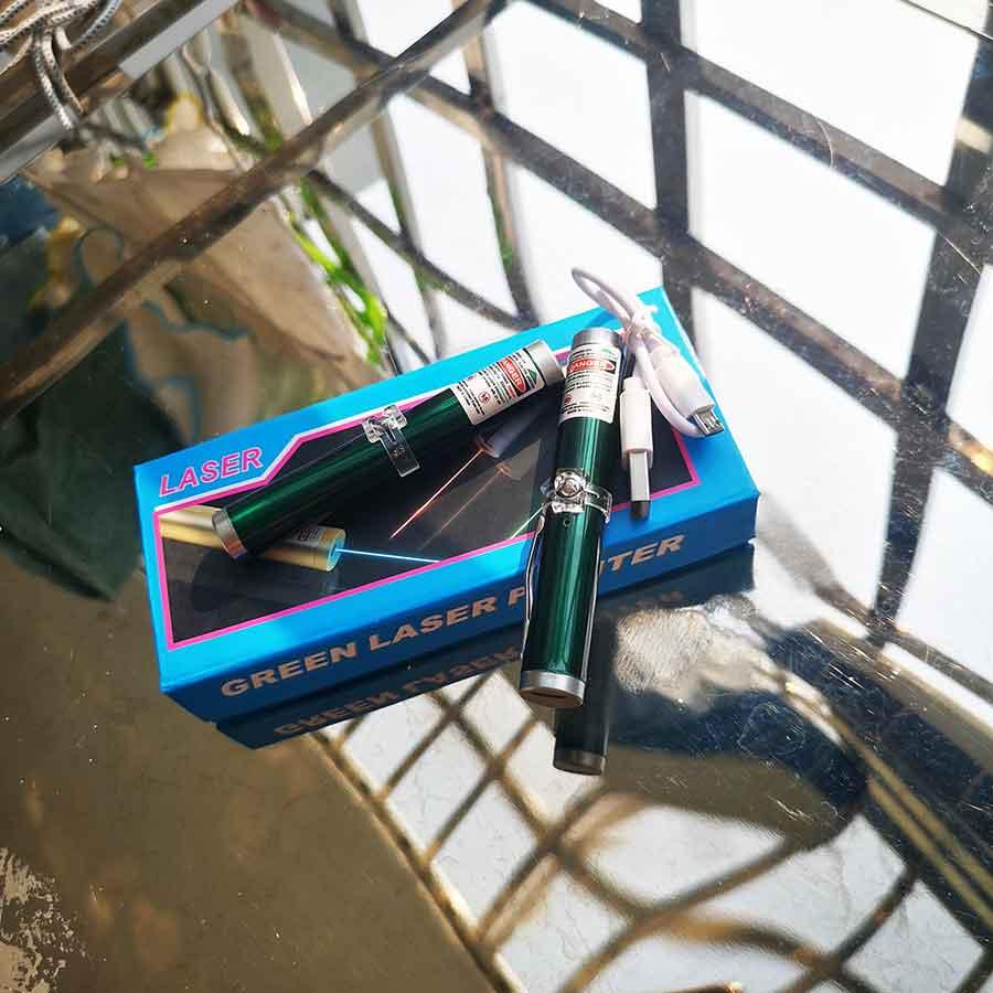 Bút Laze Laser Mini Vỏ Xanh Lá Sạc Cáp USB Mini 9cm Tia Xanh Lá