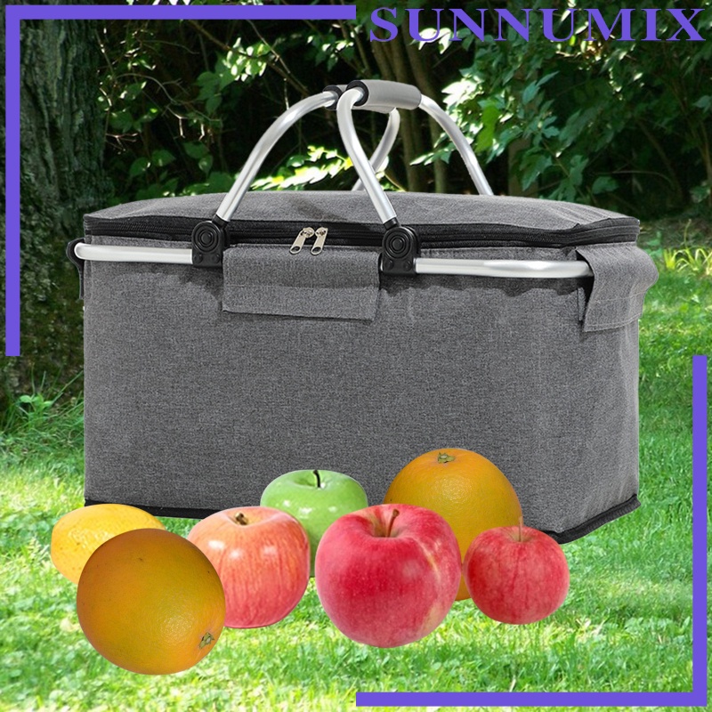 Giỏ Đựng Đồ Cách Nhiệt Màu Đen Có Thể Gấp Gọn Tiện Dụng Mang Theo Dã Ngoại Cho Nam Và Nữ