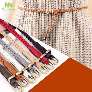 Thắt lưng da PU dáng mảnh kiểu dây bện dài 99cm rộng 0.8cm dành cho nữ