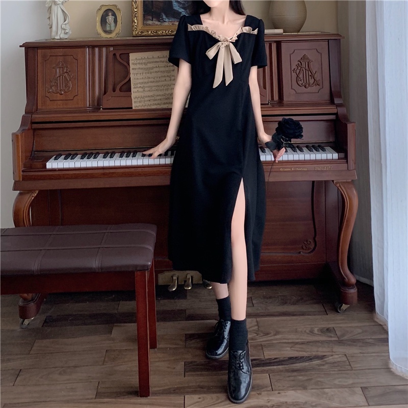 đầm dài đầm đen đầm midi váy xẻ tà váy nơ đầm cổ vuông đầm vintage váy tiểu thư sang chảnh đầm bigsize nữ váy nữ xinh váy đi chơi đầm đi tiệc đầm nữ