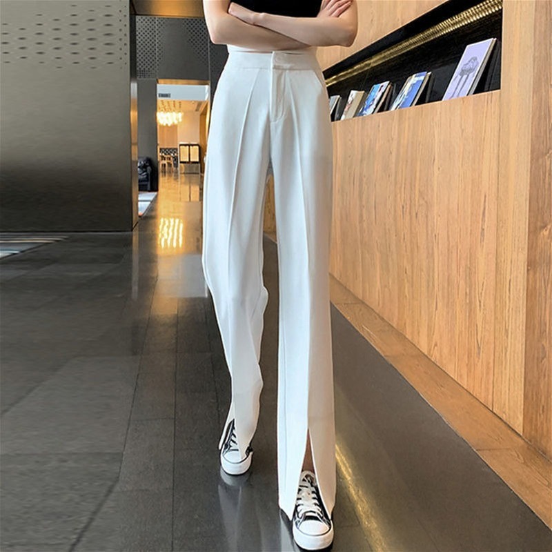 Quần Dài Lưng Cao Ống Rộng Xẻ Tà Thời Trang 2021 Cho Nữ
