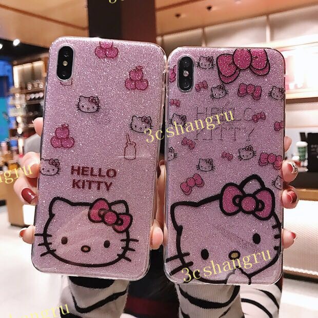 Ốp Điện Thoại Hình Hello Kitty Lấp Lánh Cho Iphone 11 Pro Xs Max Xr Ix I8 I7 6s 7plus I8P