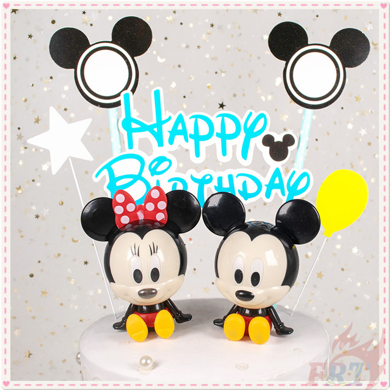 DISNEY Set 2 Mô Hình Chuột Mickey &amp; Minnie Trang Trí Bánh