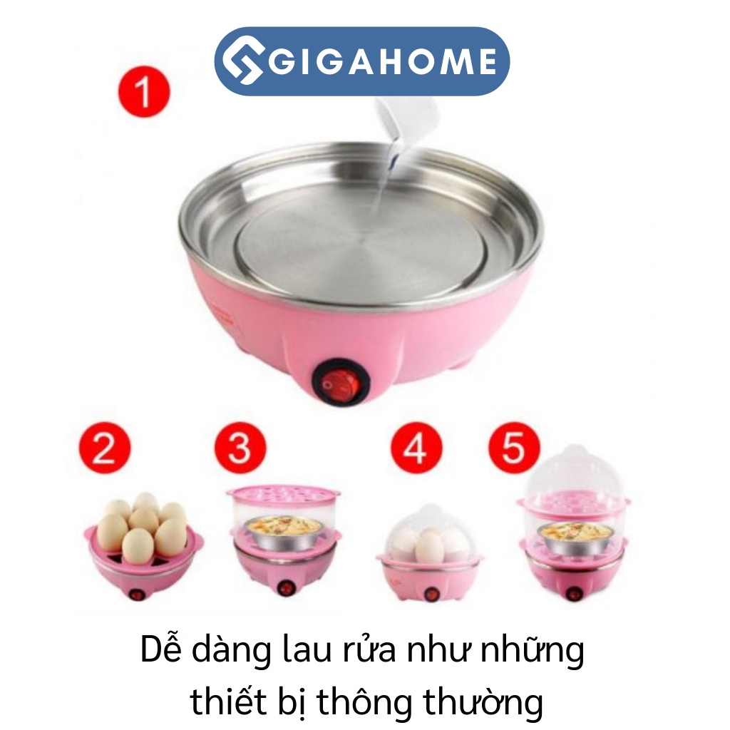 Nồi Hấp Trứng, Bánh Bao 2 Tầng Mini Đa Chức Năng GIGAHOME Tiện Lợi 6034