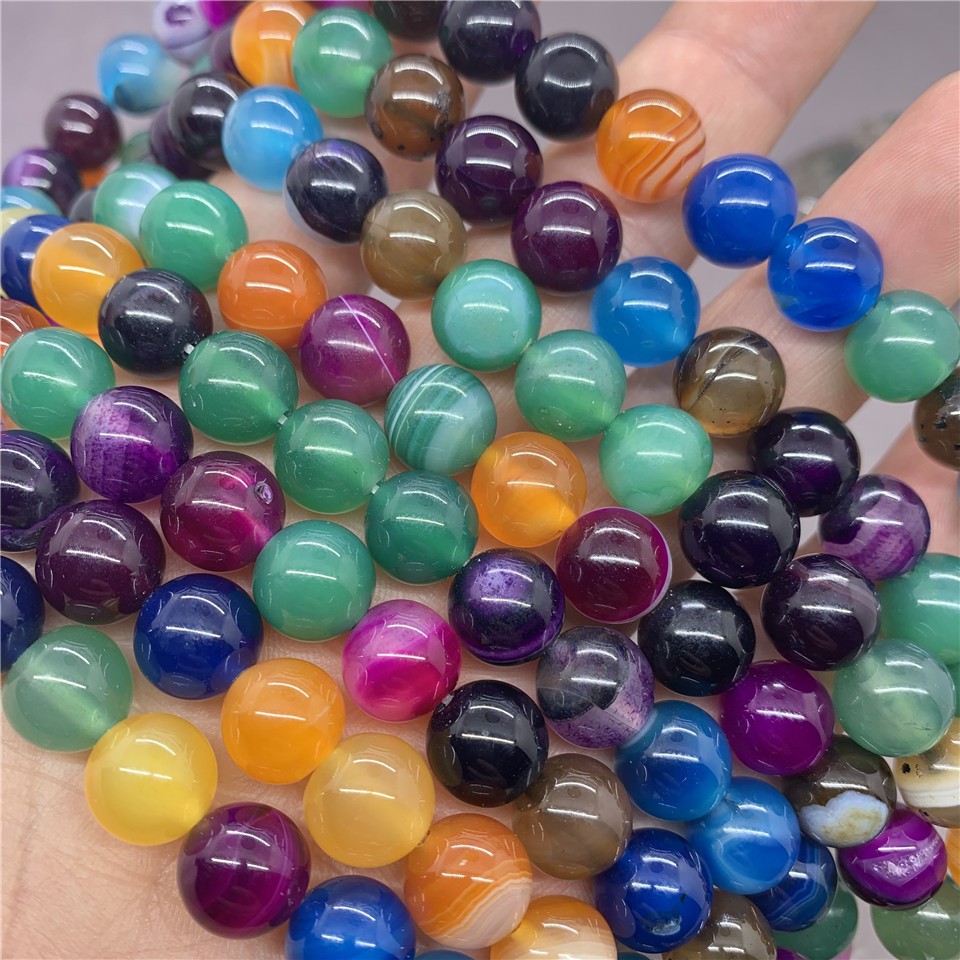 Chuỗi Hạt Đá Mã Não Nhiều Màu 4-12mm Tự Nhiên Dùng Làm Vòng Tay diy