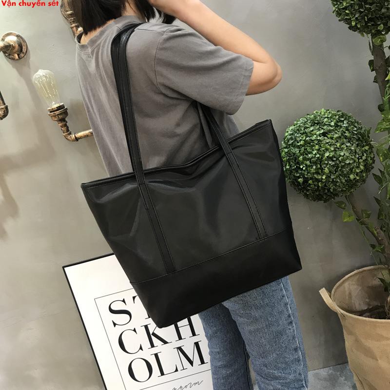 Túi tote đeo vai bằng vải oxford chống nước thiết kế đơn giản hàng mới 2019 kích thước lớn dành cho bạn nữ